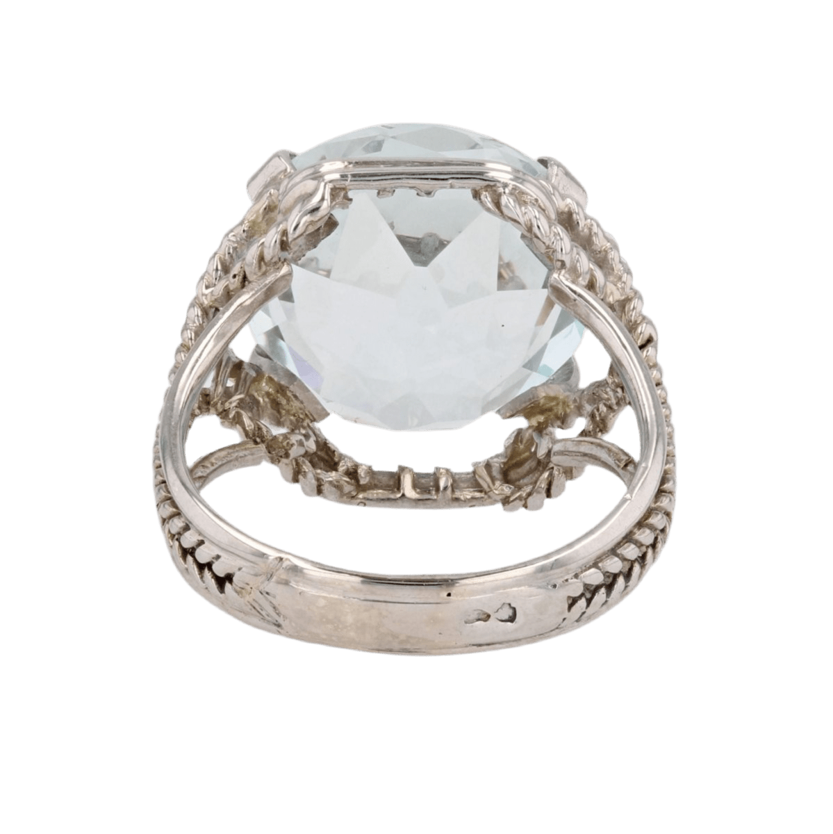 Bague Cocktail en or blanc, platine et aigue - marine - Castafiore