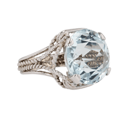 Bague Cocktail en or blanc, platine et aigue - marine - Castafiore