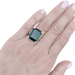 Bague Cocktail en or blanc, platine, tourmaline et diamants - Castafiore