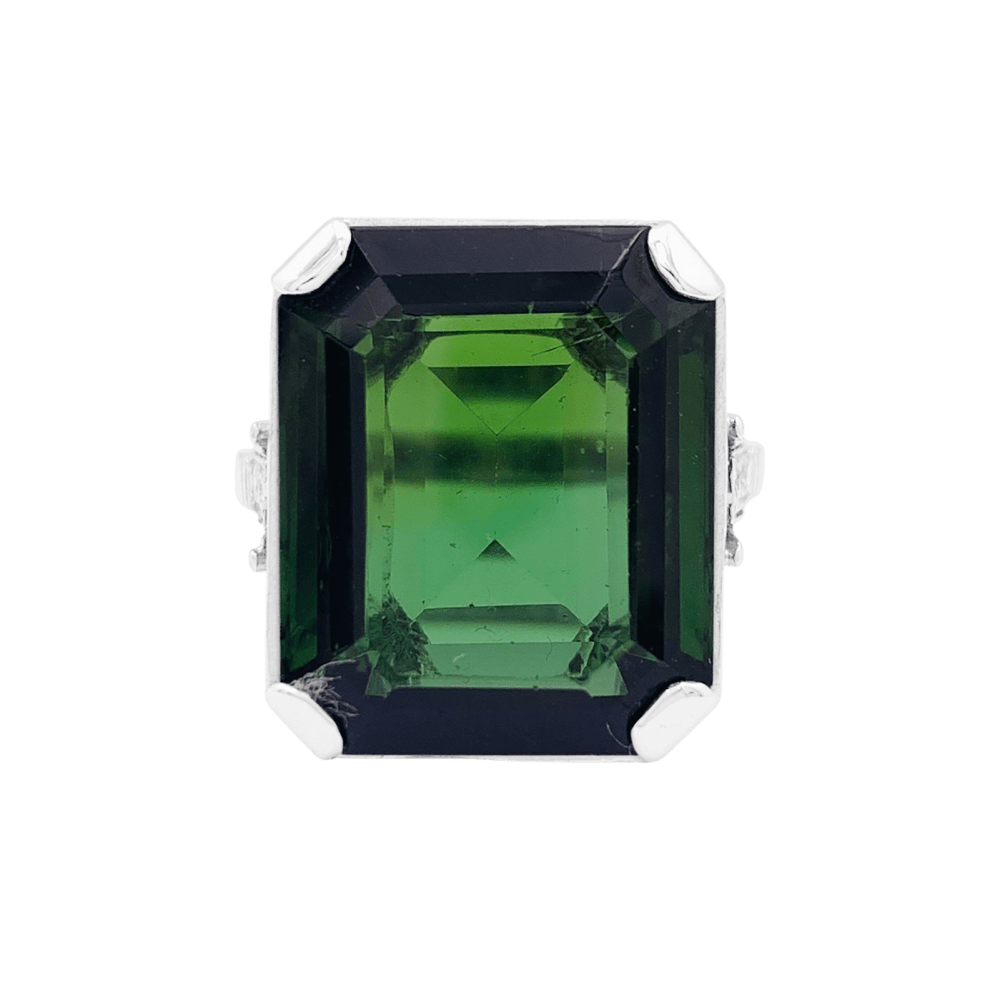 Bague Cocktail en or blanc, platine, tourmaline et diamants - Castafiore