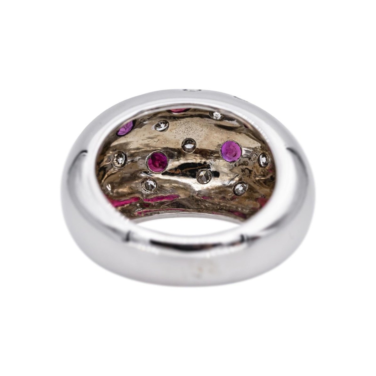 Bague Cocktail en or blanc, rubis et diamants - Castafiore