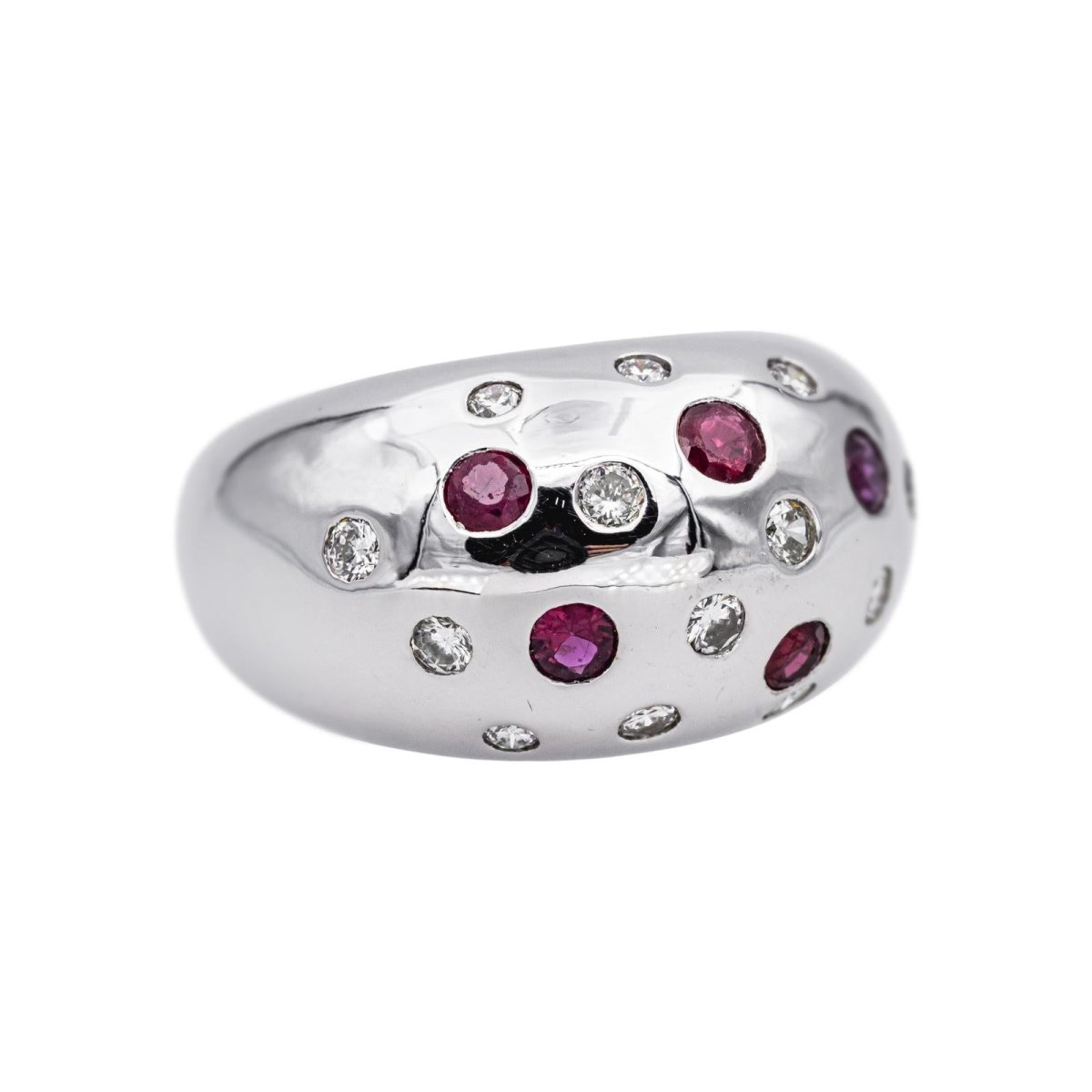 Bague Cocktail en or blanc, rubis et diamants - Castafiore