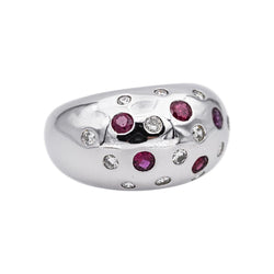 Bague Cocktail en or blanc, rubis et diamants - Castafiore