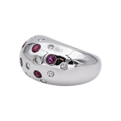 Bague Cocktail en or blanc, rubis et diamants - Castafiore