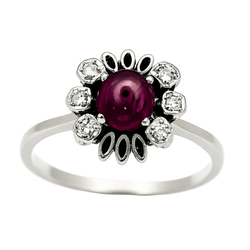 Bague Cocktail en or blanc, rubis et diamants
