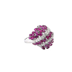 Bague Cocktail en or blanc, rubis et diamants - Castafiore