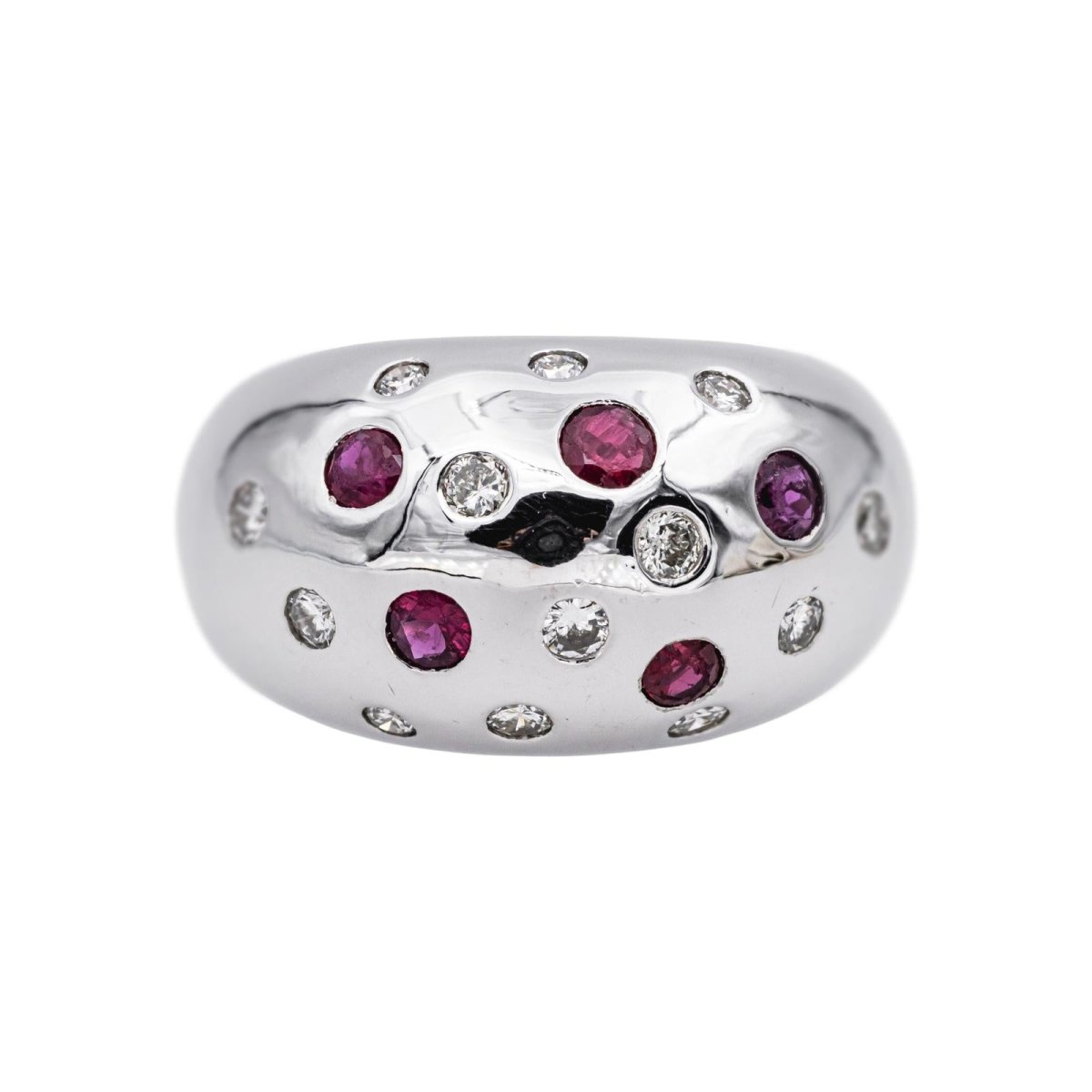 Bague Cocktail en or blanc, rubis et diamants - Castafiore