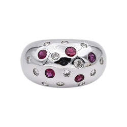 Bague Cocktail en or blanc, rubis et diamants - Castafiore