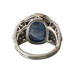 Bague Cocktail en or blanc, saphir et diamants - Castafiore