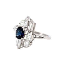 Bague Cocktail en or blanc, saphir et diamants - Castafiore