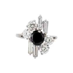 Bague Cocktail en or blanc, saphir et diamants - Castafiore