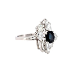 Bague Cocktail en or blanc, saphir et diamants - Castafiore