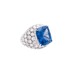 Bague Cocktail en or blanc, saphir et diamants - Castafiore