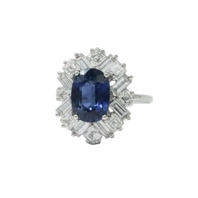 Bague Cocktail en or blanc, saphir et diamants - Castafiore