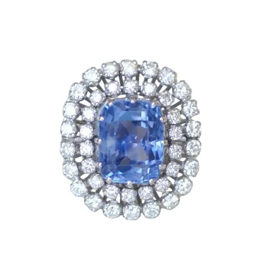 Bague Cocktail en or blanc, saphir et diamants - Castafiore