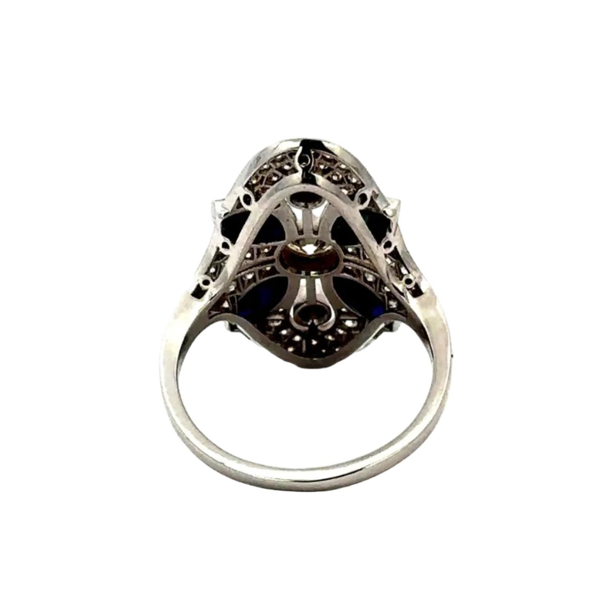 Bague Cocktail en or blanc, saphirs et diamants - Castafiore