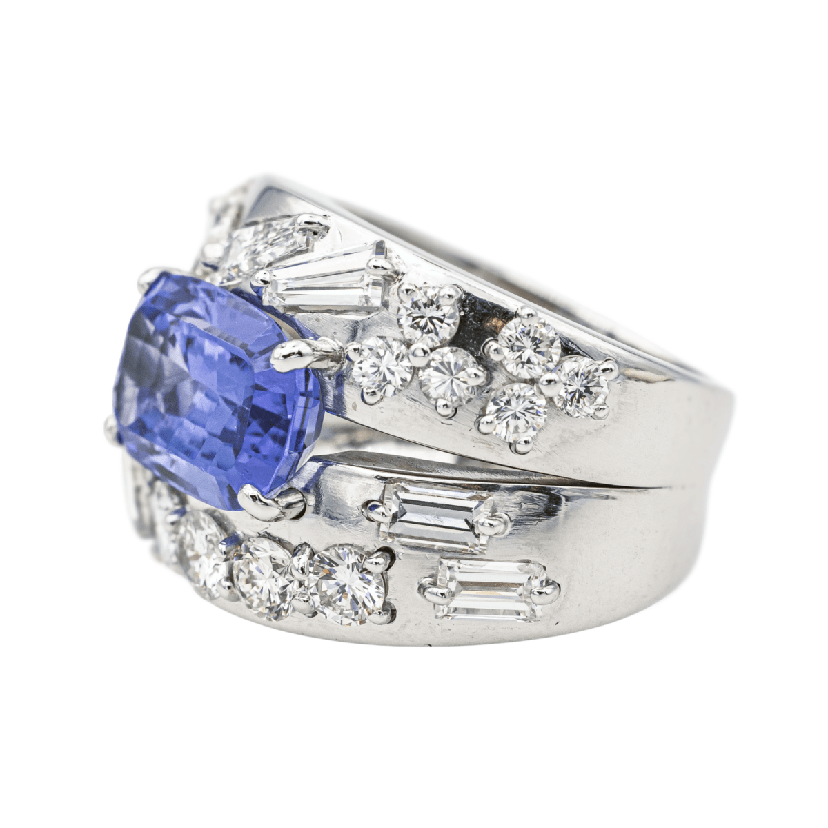 Bague Cocktail en or blanc, tanzanite et dia - Castafiore