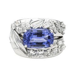 Bague Cocktail en or blanc, tanzanite et dia - Castafiore