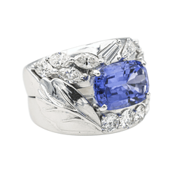 Bague Cocktail en or blanc, tanzanite et dia - Castafiore