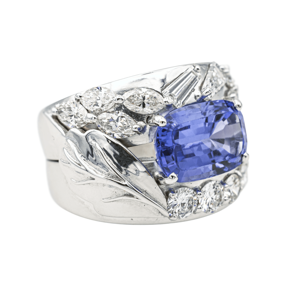Bague Cocktail en or blanc, tanzanite et dia - Castafiore