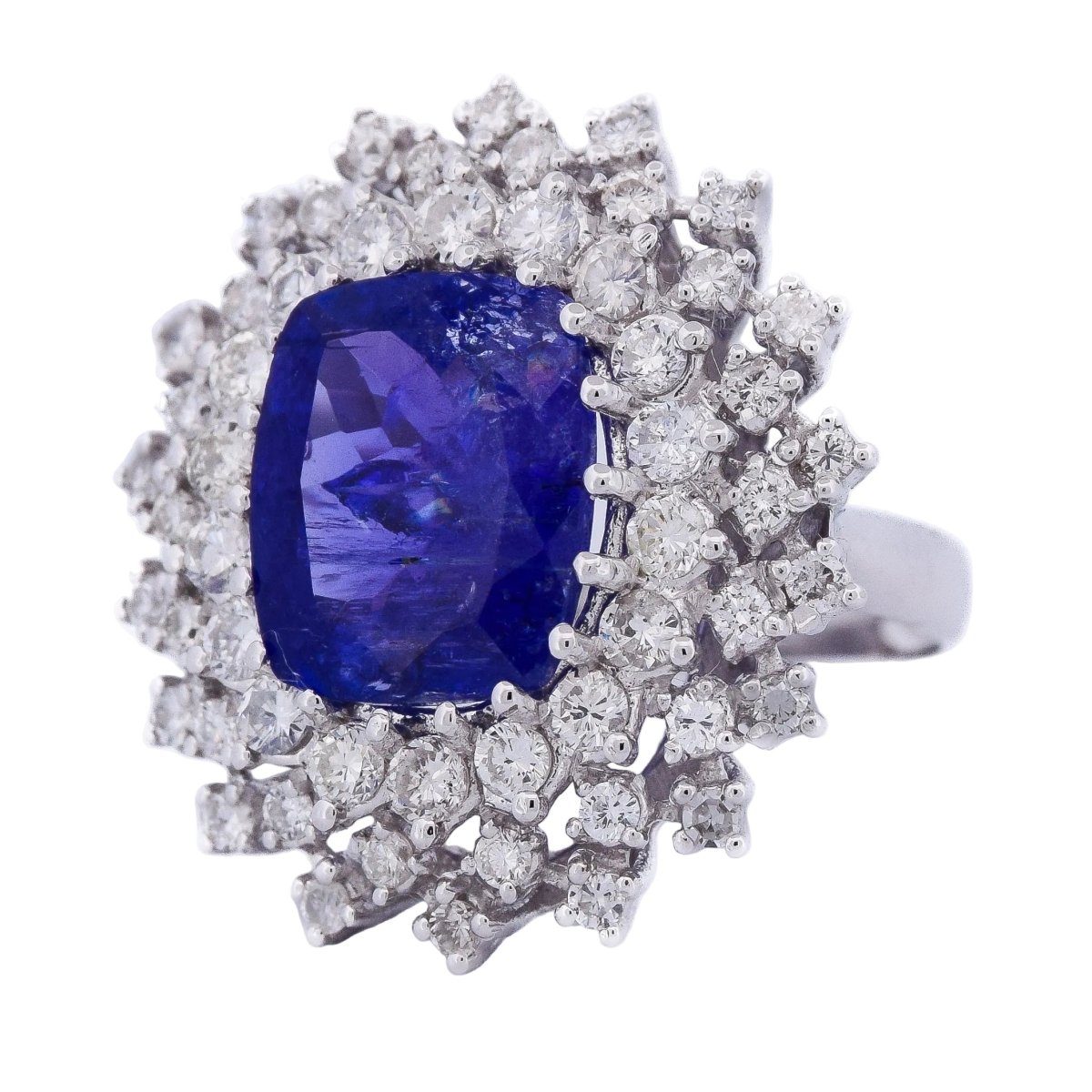 Bague Cocktail en or blanc, tanzanite et diamants - Castafiore