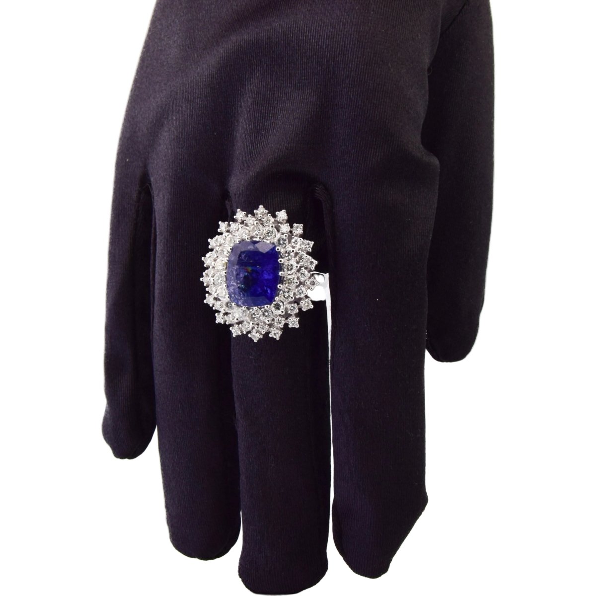 Bague Cocktail en or blanc, tanzanite et diamants - Castafiore