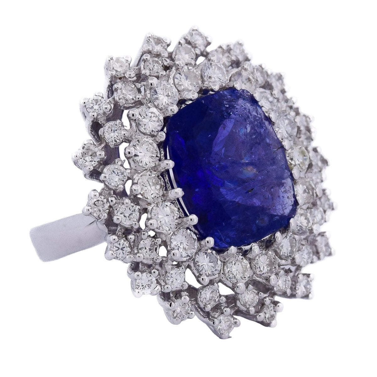 Bague Cocktail en or blanc, tanzanite et diamants - Castafiore