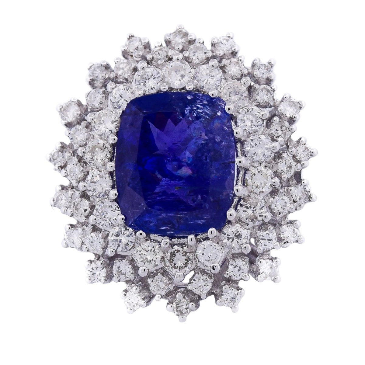 Bague Cocktail en or blanc, tanzanite et diamants - Castafiore