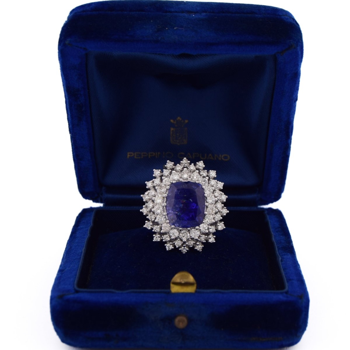 Bague Cocktail en or blanc, tanzanite et diamants - Castafiore