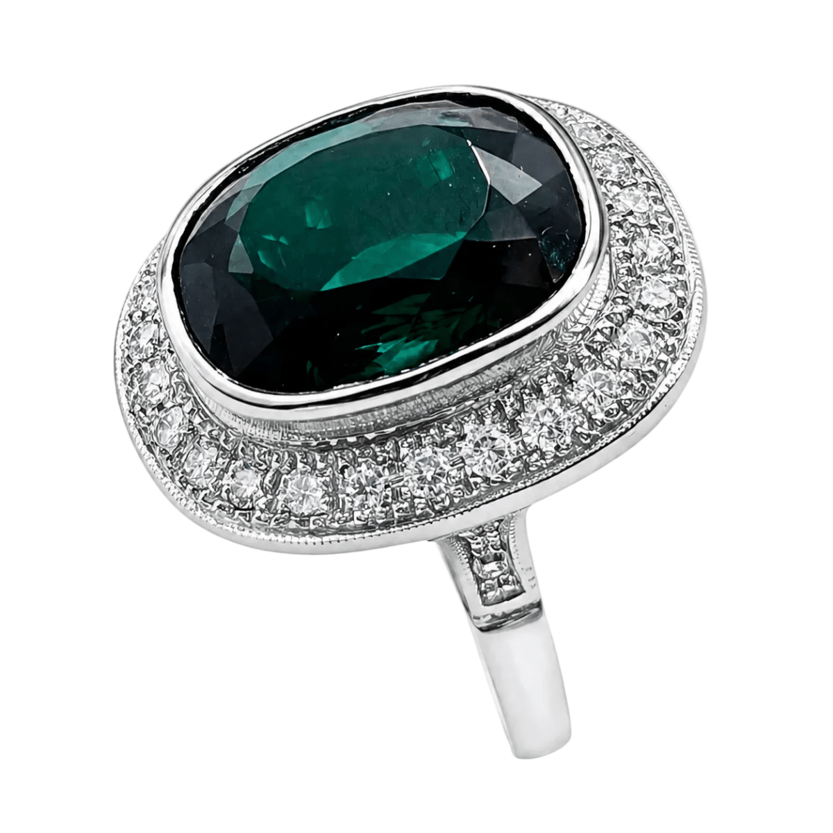 Bague Cocktail en or blanc, tourmaline et diamants - Castafiore