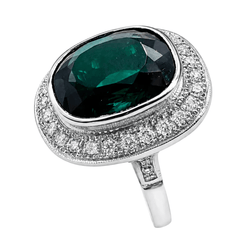 Bague Cocktail en or blanc, tourmaline et diamants - Castafiore