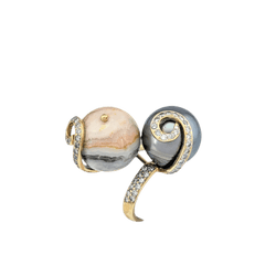 Bague Cocktail en or jaune, agate et perle - Castafiore