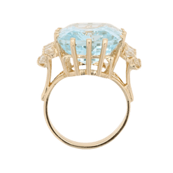 Bague Cocktail en or jaune, aigue - marine et diamants - Castafiore