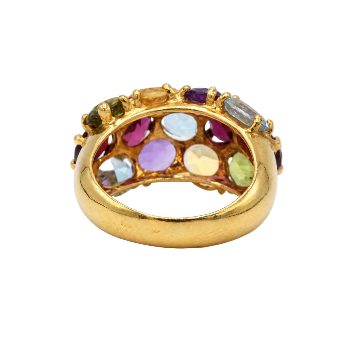 Bague Cocktail en or jaune, aigue-marine, grenats, améthystes, péridots, topazes et citrines - Castafiore