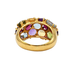 Bague Cocktail en or jaune, aigue-marine, grenats, améthystes, péridots, topazes et citrines - Castafiore