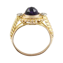 Bague Cocktail en or jaune, améthyste et diamants - Castafiore