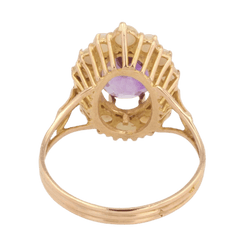 Bague Cocktail en or jaune, améthyste et perles - Castafiore