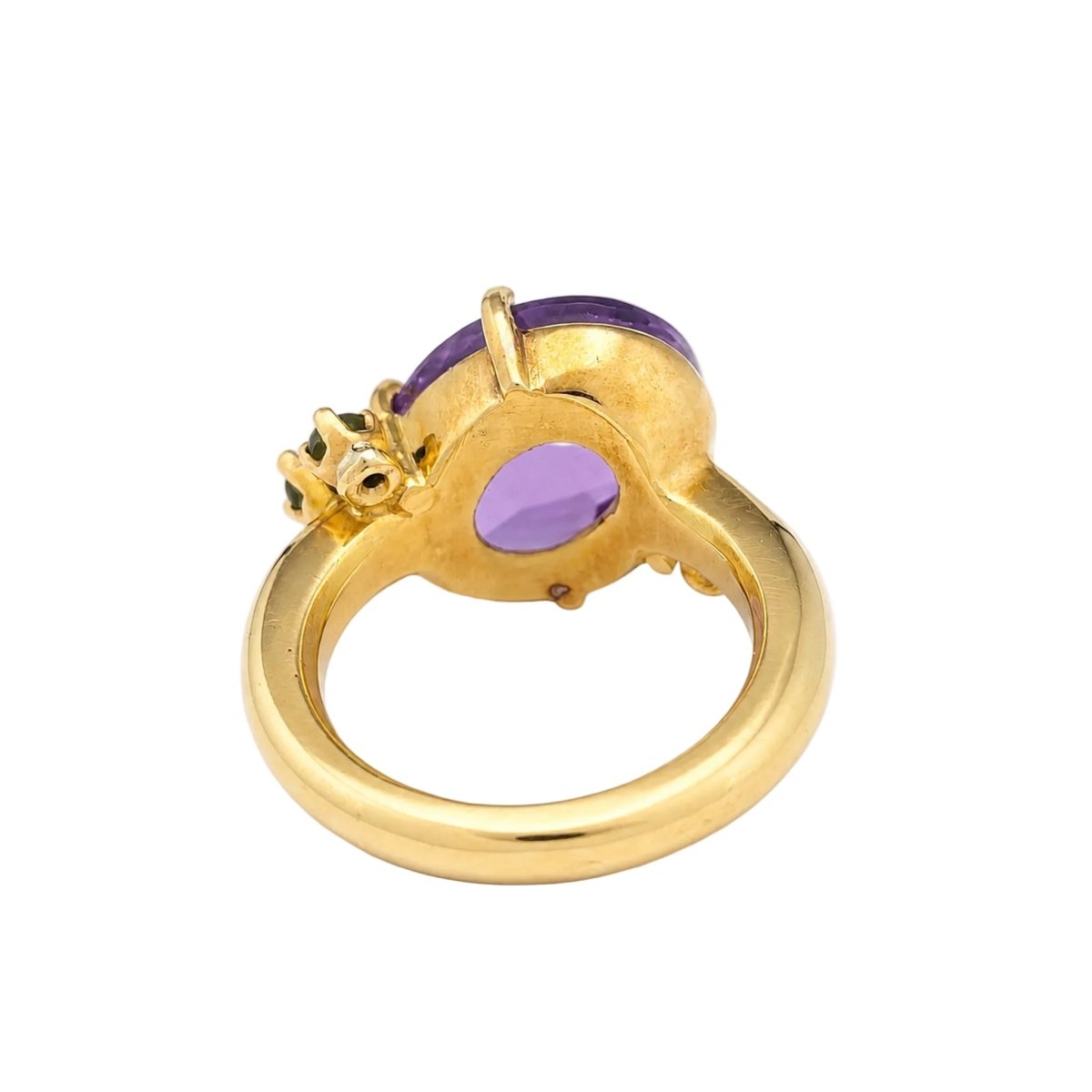 Bague Cocktail en or jaune, améthyste et tsavorites - Castafiore