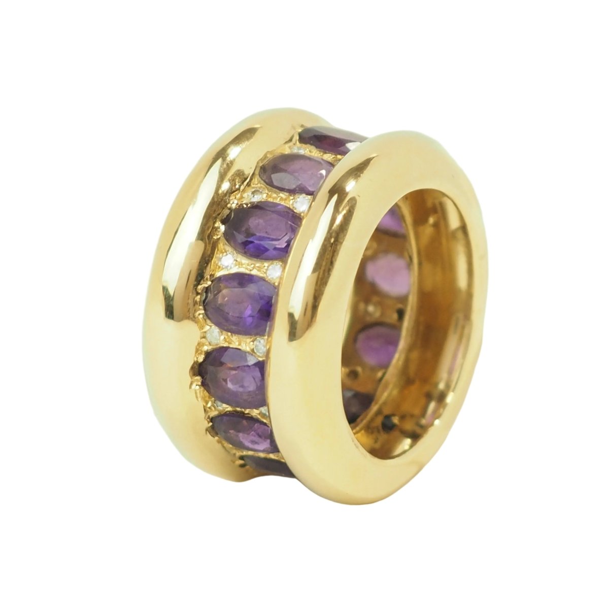 Bague Cocktail en or jaune, améthystes et diamants - Castafiore