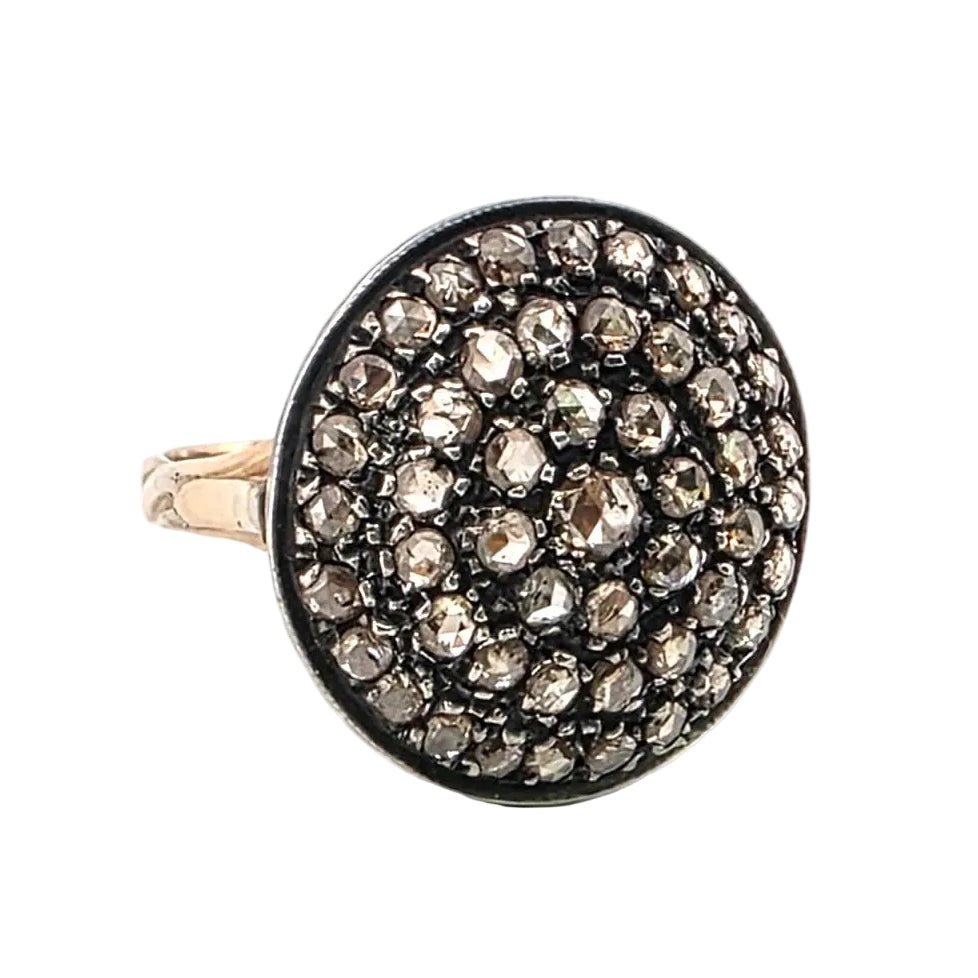 Bague Cocktail en or jaune, argent et diamants - Castafiore