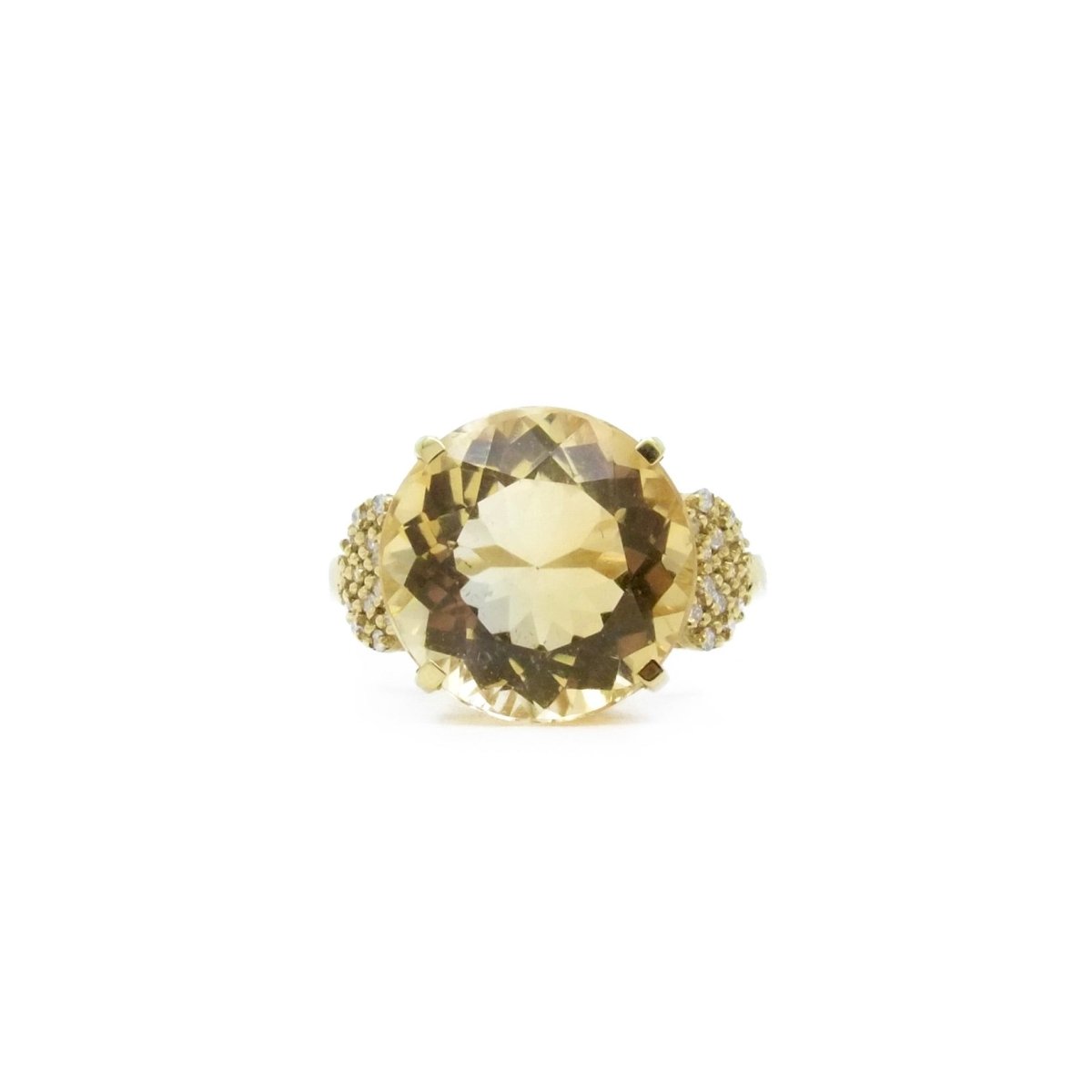 Bague Cocktail en or jaune, citrine et diamants - Castafiore