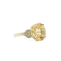 Bague Cocktail en or jaune, citrine et diamants - Castafiore
