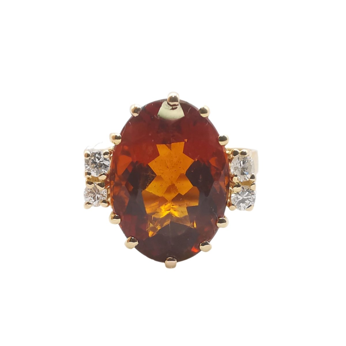 Bague Cocktail en or jaune, citrine et diamants - Castafiore