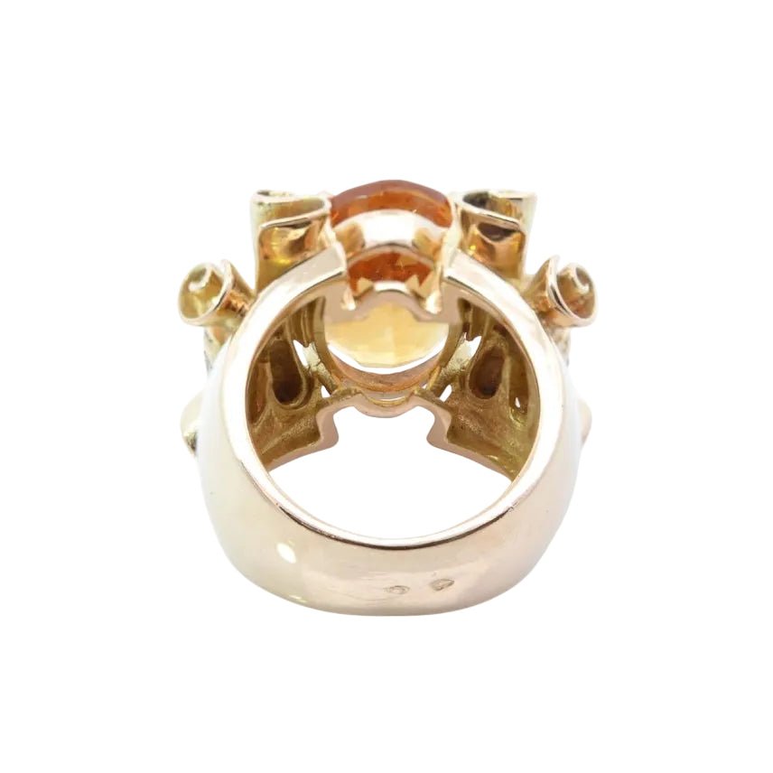 Bague Cocktail en or jaune, citrine et diamants - Castafiore