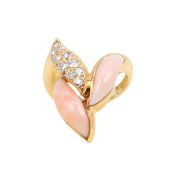 Bague Cocktail en or jaune, corail et diamants - Castafiore