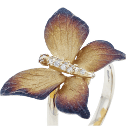 Bague Cocktail en or jaune, émail et diamants - Castafiore