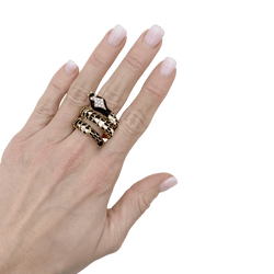 Bague Cocktail en or jaune, émail et diamants - Castafiore