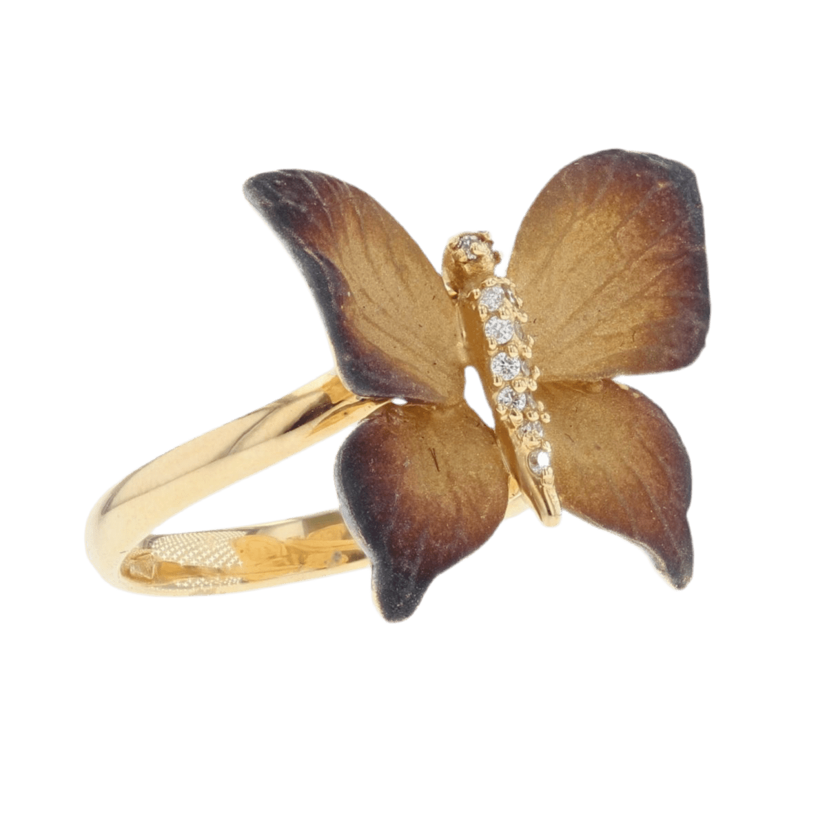 Bague Cocktail en or jaune, émail et diamants - Castafiore