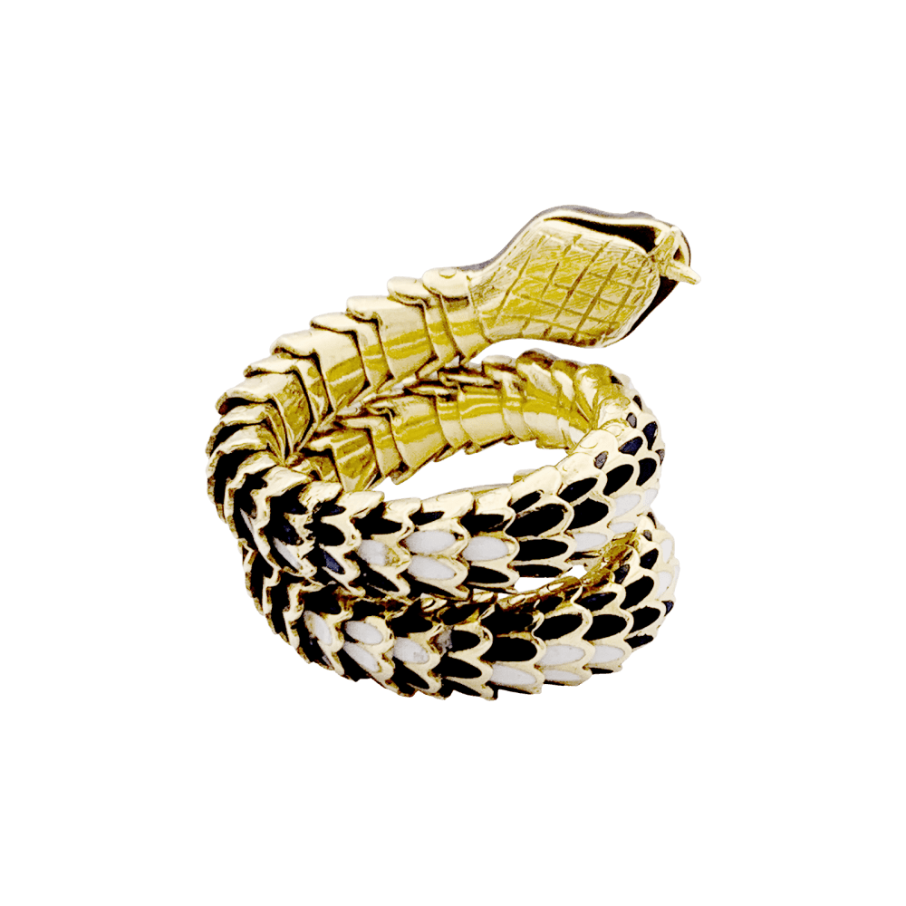 Bague Cocktail en or jaune, émail et diamants - Castafiore