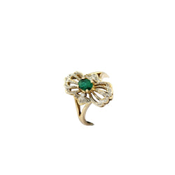Bague Cocktail en or jaune, émeraude et diamants - Castafiore